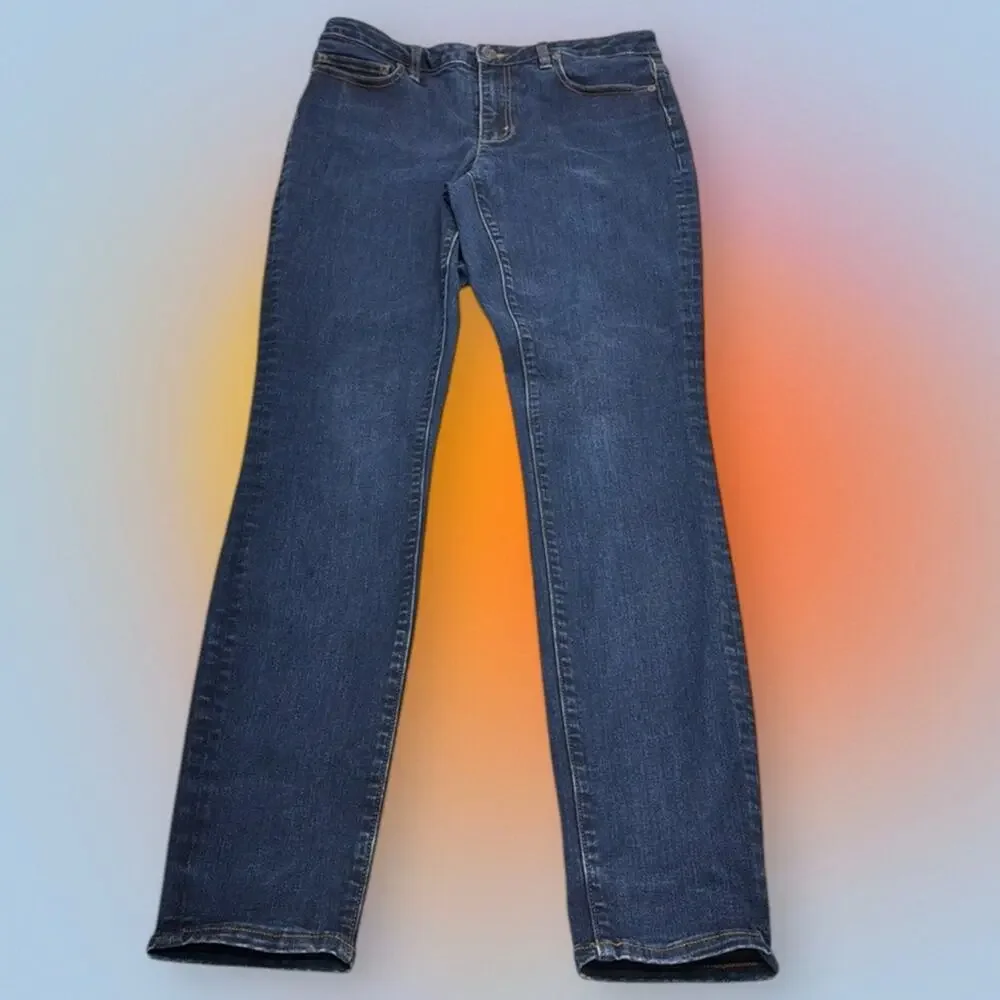 LANDS END Women’s 10 TALL Mid Rise SKINNY Blue Jeans